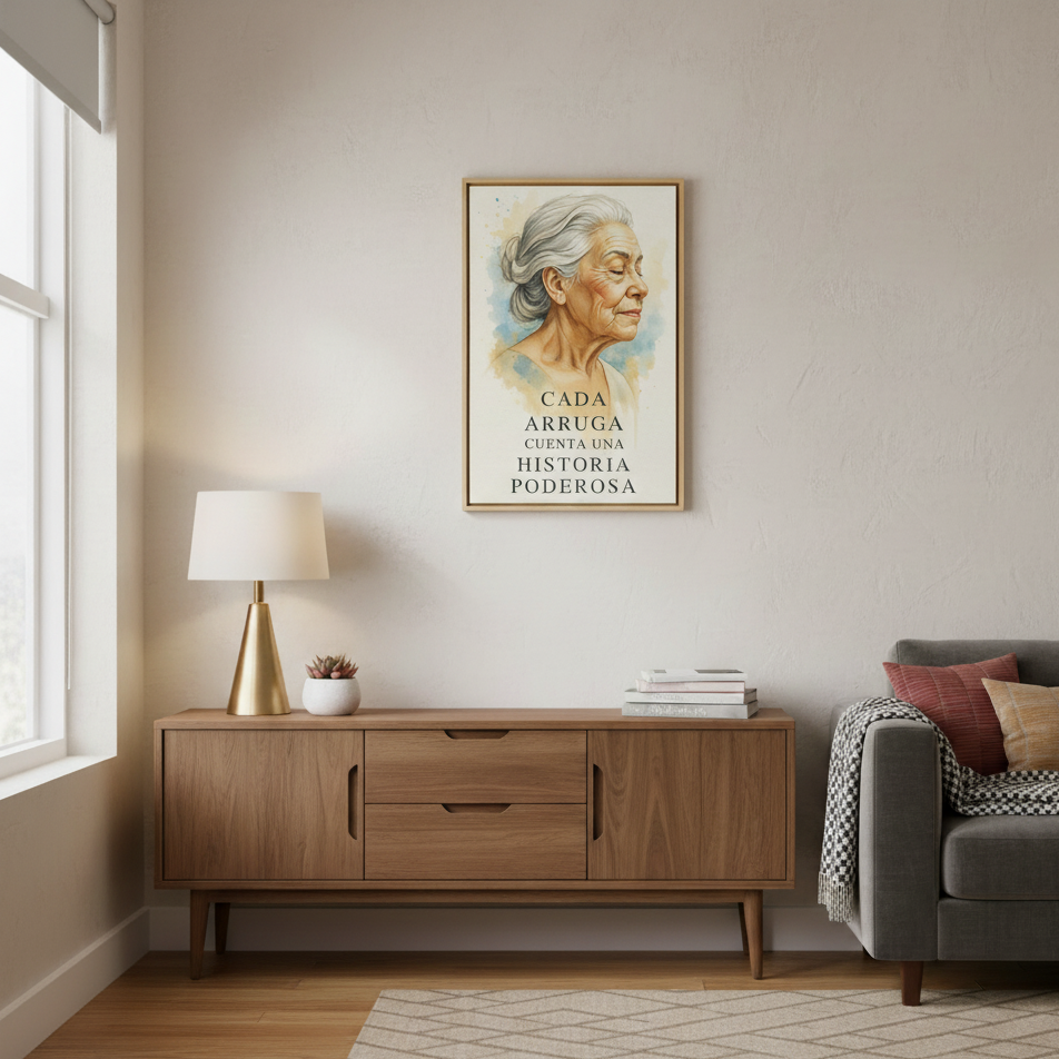 Cada Arruga Cuenta una Hermosa Historia – Lienzo de Retrato Inspirador