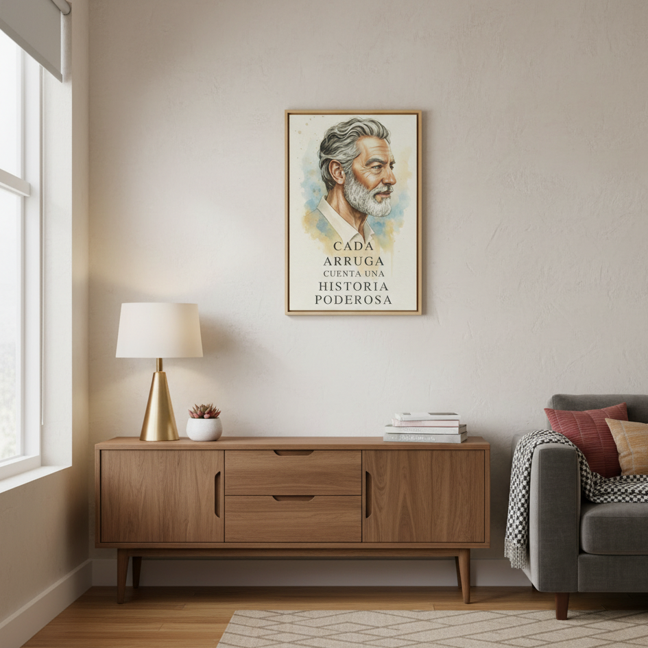 Cada Arruga Cuenta una Historia Poderosa – Lienzo de Retrato Inspirador