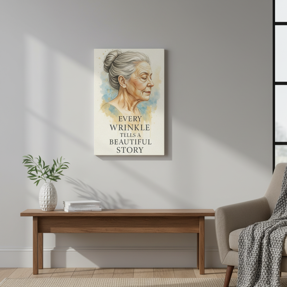 Every Wrinkle Tells a Beautiful Story – Inspirational Canvas Wall Art